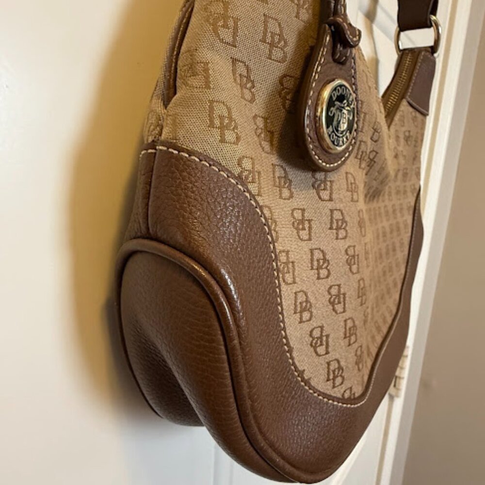 Vintage Dooney & Bourke monogram shoulder Bag brown Leather & DB monogram - Picture 5 of 15